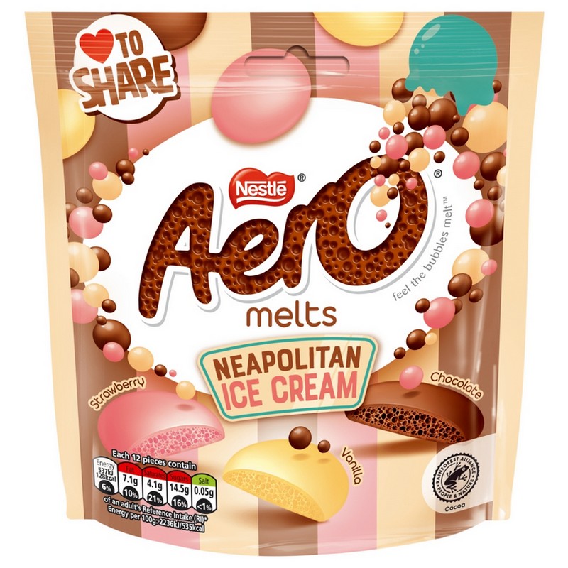 Aero Melts Neopolitan Ice Cream Pouch 86g CASE 8