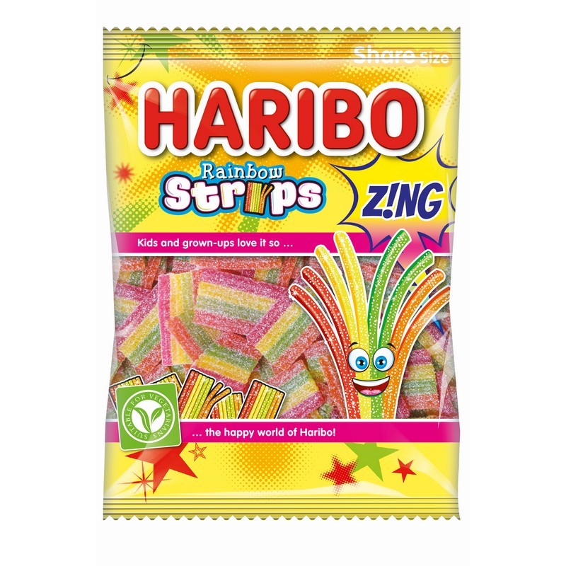 Haribo Rainbow Strips Zing Bag 130g