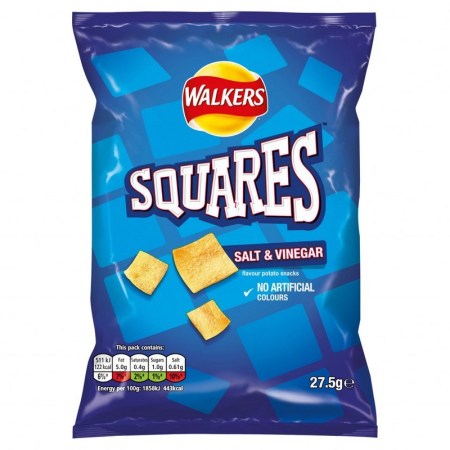 Walkers Squares Salt & Vinegar 27.5g