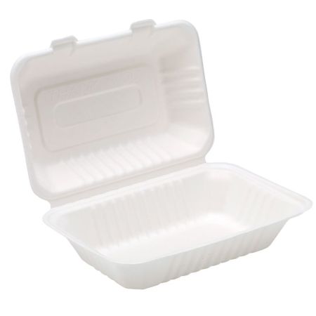 Bagasse Compostable Sugar Cane Lunch Box 9" x 6" x 3"