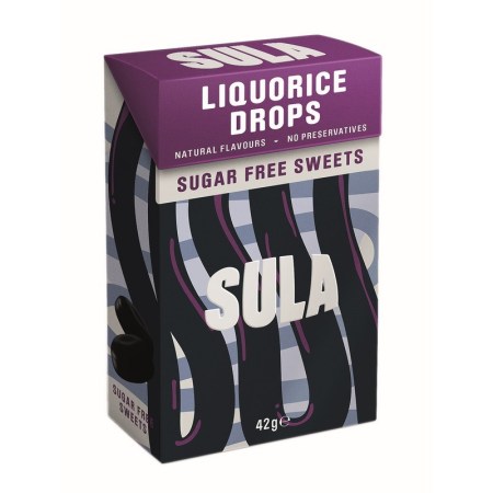 Sula Sugar Free Liquorice Drops Carton 42g