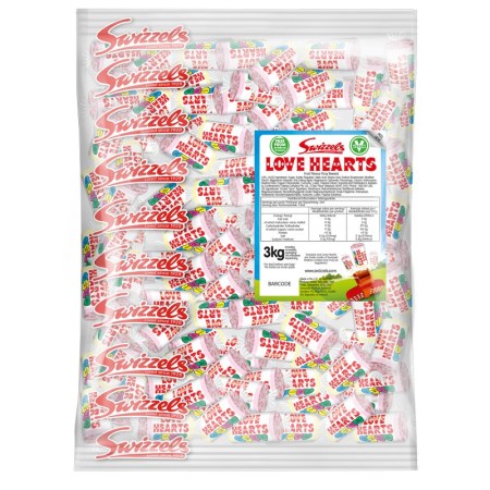 P&M Swizzels 3kg Love Hearts Mini Rolls