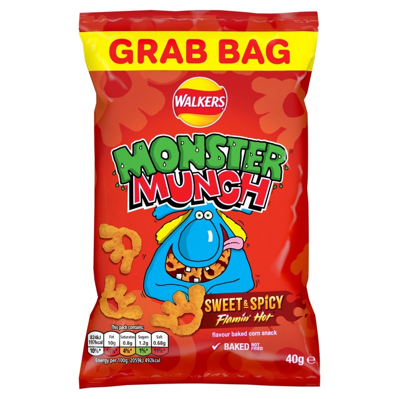 Walkers Monster Munch Sweet & Spicy Flamin Hot Grab Bag 40g