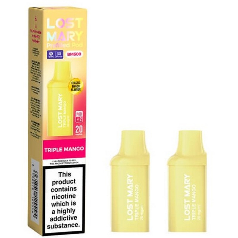 lost mary triple mango refill pods 2 Pod Refill Pack Lost Mary BM600 Triple Mango – Grapevine Guernsey