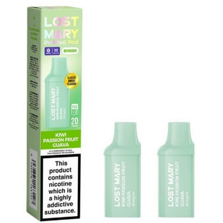 2 Pod Refill Pack Lost Mary BM600 Kiwi Passionfruit Guava