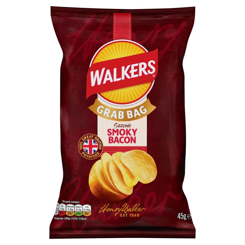 Walkers Crisps Grab Bag Smoky Bacon 45g
