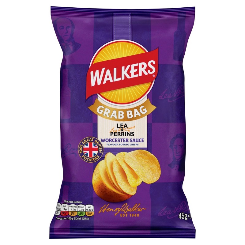Walkers Crisps Grab Bag Lea & Perrins Worcester Sauce 45g