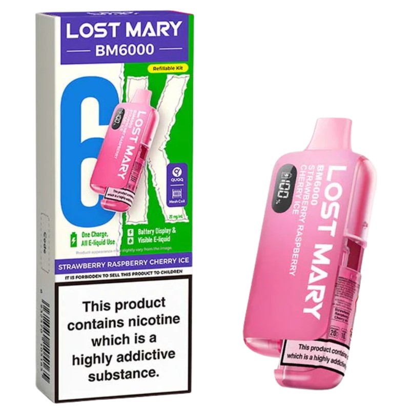 Lost Mary 6K Prefilled Vape Kit Strawberry Raspberry Cherry
